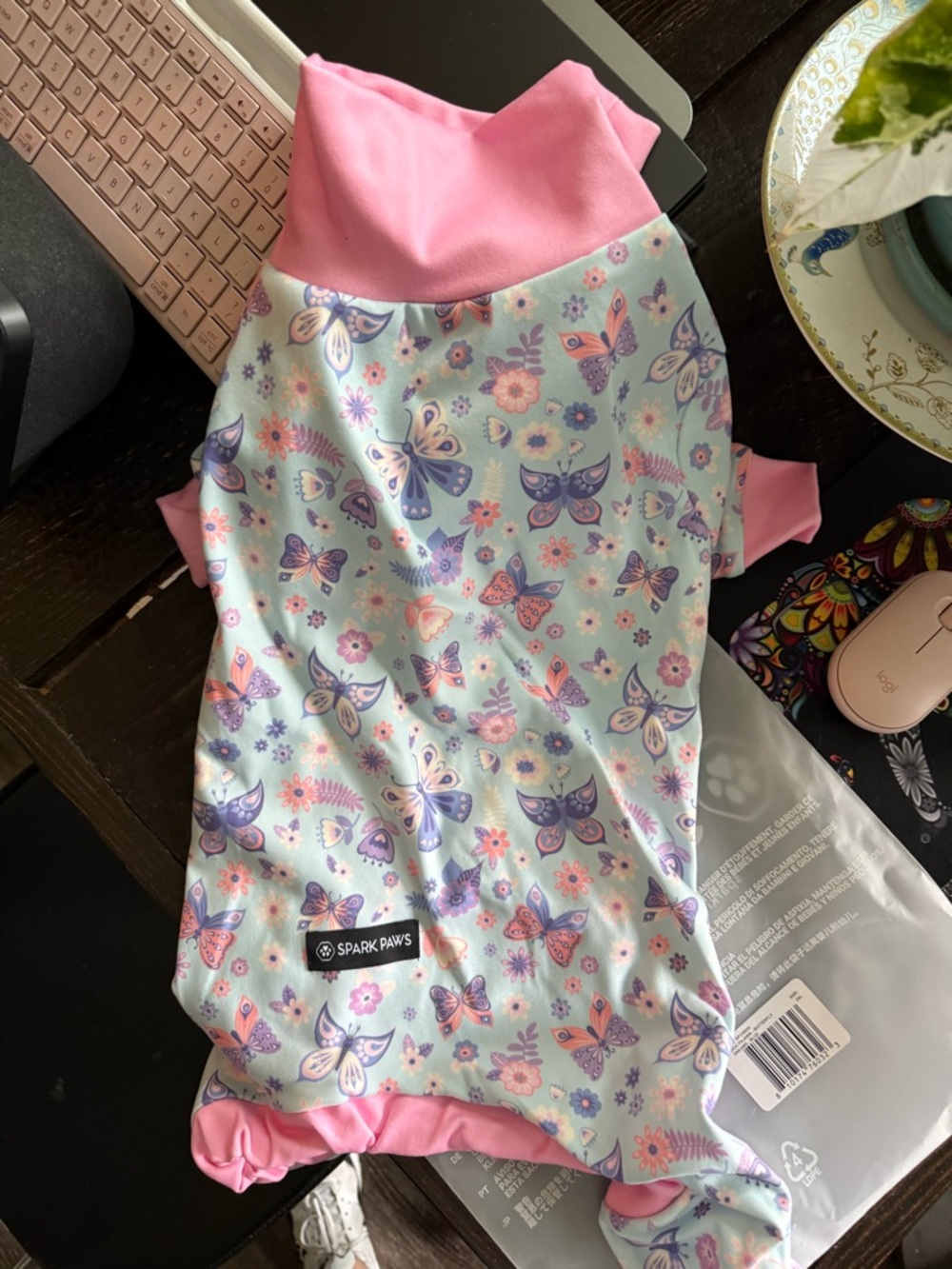 NWT Spark Paws Pink Butterfly Print Dog Pajamas